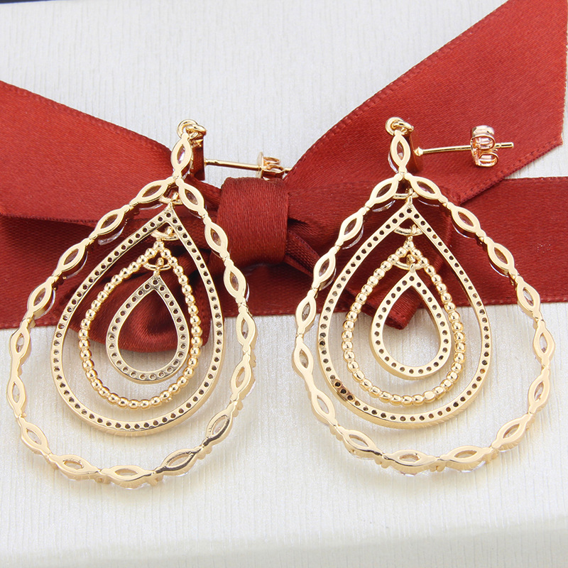Simple Retro Drop-shaped Copper Earrings display picture 6