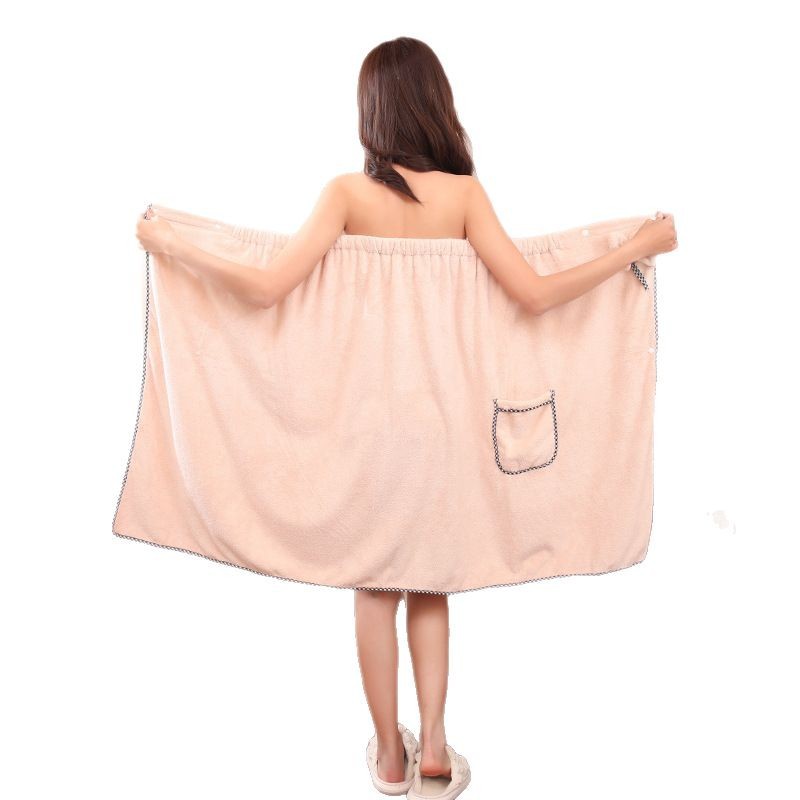 고밀도 세트 2 피스 세트 가슴 포장 된 산호 양털 목욕 스커트 목욕 모자 물 흡수성 및 건조하기 쉬운 성인 가정용 목욕 타월 헤어 건조 캡