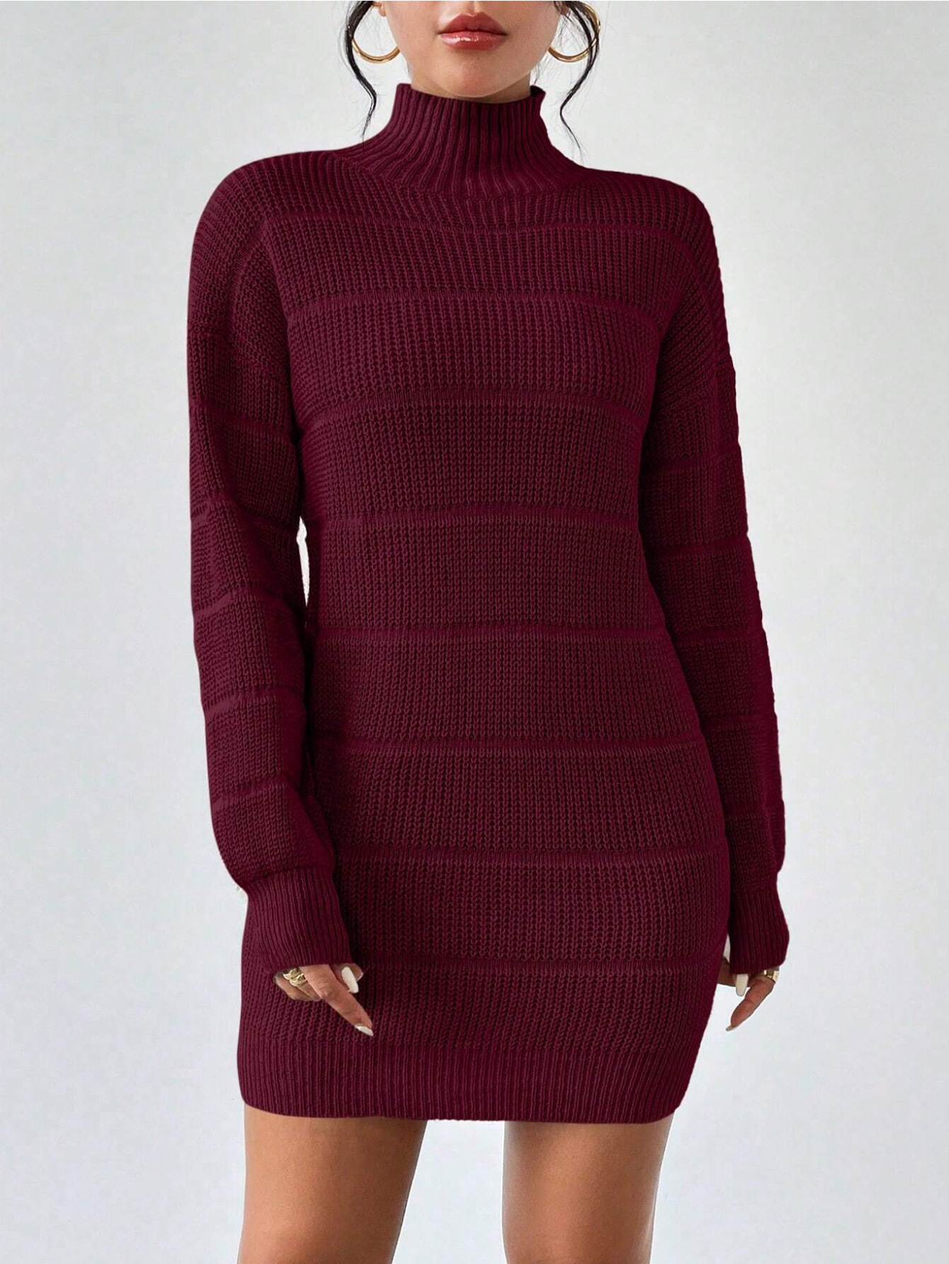464g Weight Above Knee Dress Length Type Long Sleeve Sleeve Length Sheath Dress Dresses Type Regular Sleeve Sleeve Type Polyester Fabric Type Mid Waist Waist Line Daily Occasion Turtleneck Neckline Slim Fit Type Solid Color Pattern Winter, Autumn Season Women's Gender Casual, Elegant Style Wholesale Women's Casual Elegant Solid Color Daily Turtleneck Long Sleeve Sheath Dress 6