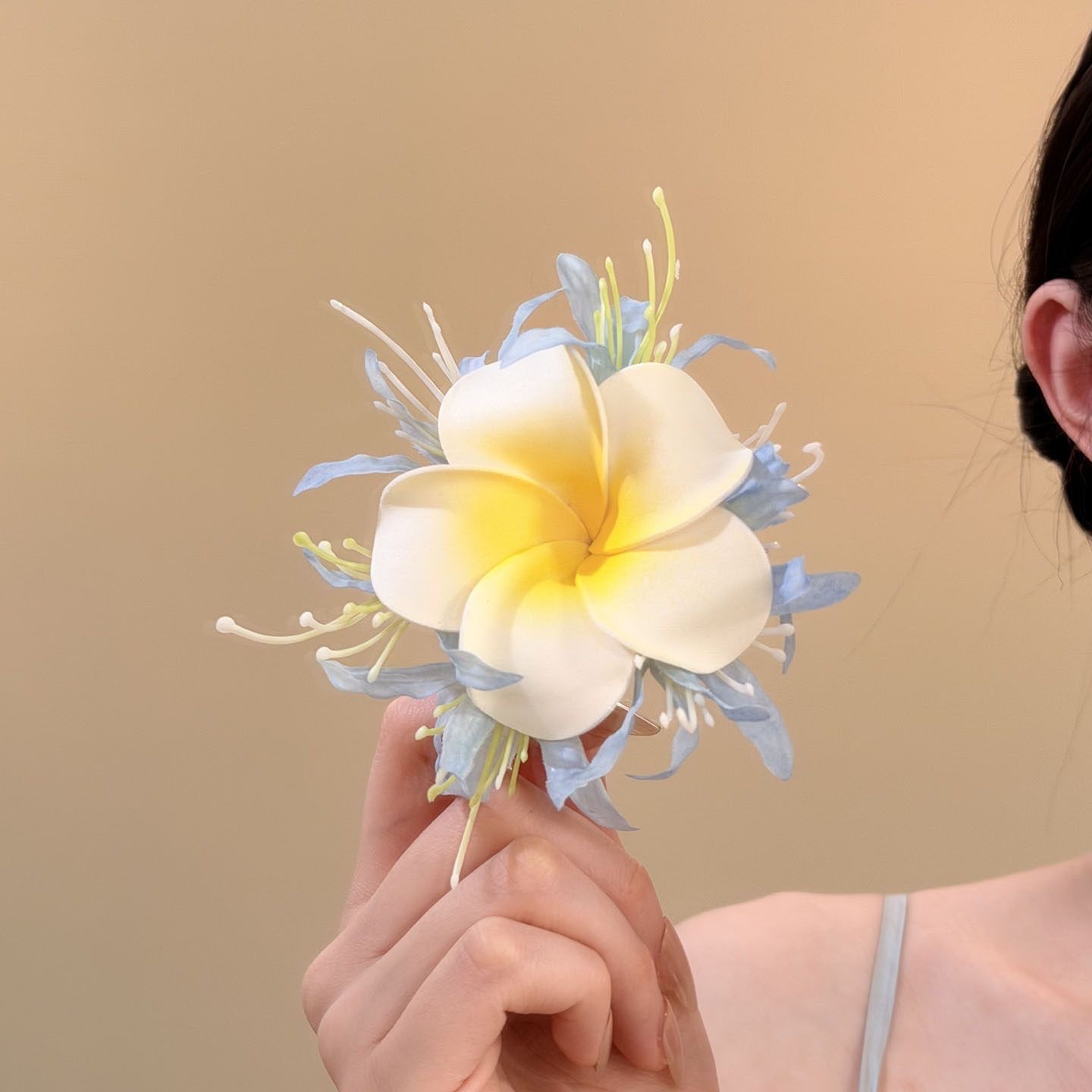 29# light aqua plumeria hairpin