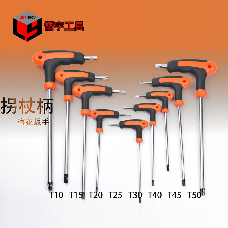 Удлиненный шестигранный ключ из легированной стали с Т-образным хвостовиком Torx Chrome Plum Blossom