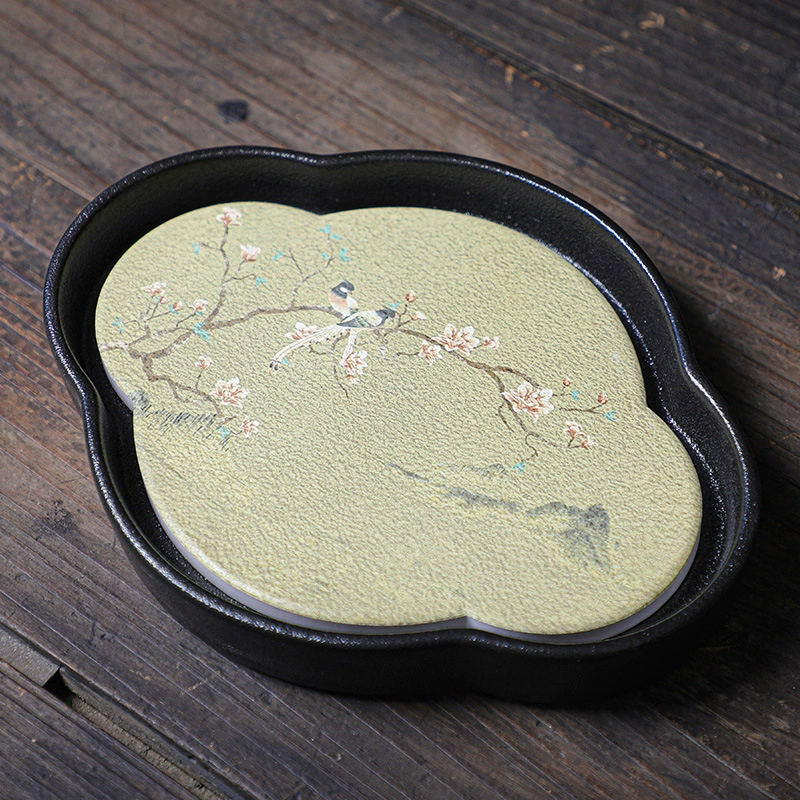 Zhongyi Xin Rough Ceramics Pottery Botato Board, Begonia Round Ceramic Tea Tap Tart Statium Storage Cushion Cushion Cashi Camel Small Dry Bubble Power