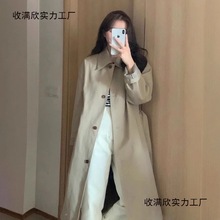 韩版早秋英伦风卡其色新款春秋季2025年中长款小个子风衣外套女