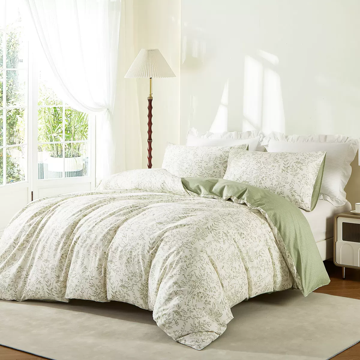 跨境纯棉被套三件套100%全棉被罩Q外贸出口大号双人床亚马逊枕套K