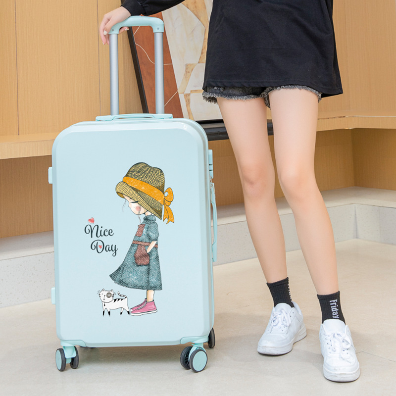 Qicheng Yugui caja de la carretilla del perro lindo equipaje de 18 pulgadas de dibujos animados estudiante femenino de alta apariencia japonés embarque caso