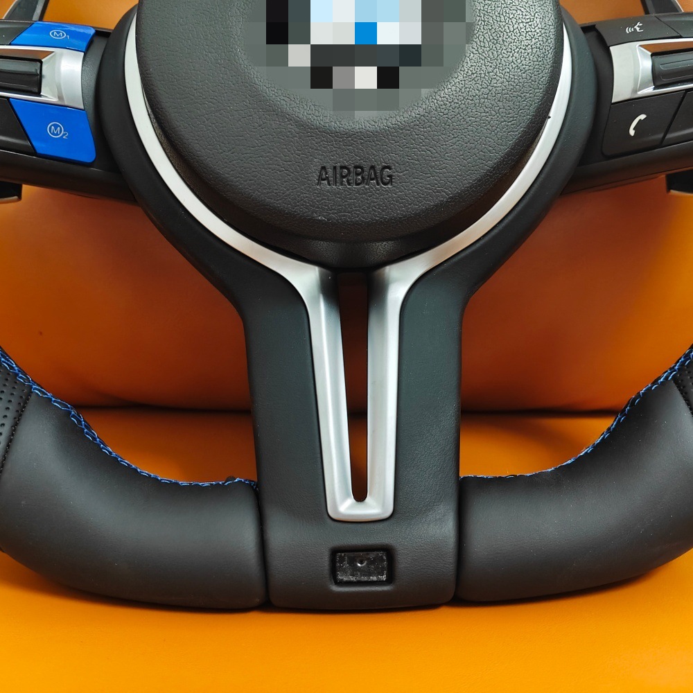 Custom blue buttons with return-to-center stitching are suitable for steering wheel modification in all BMW series 12345678