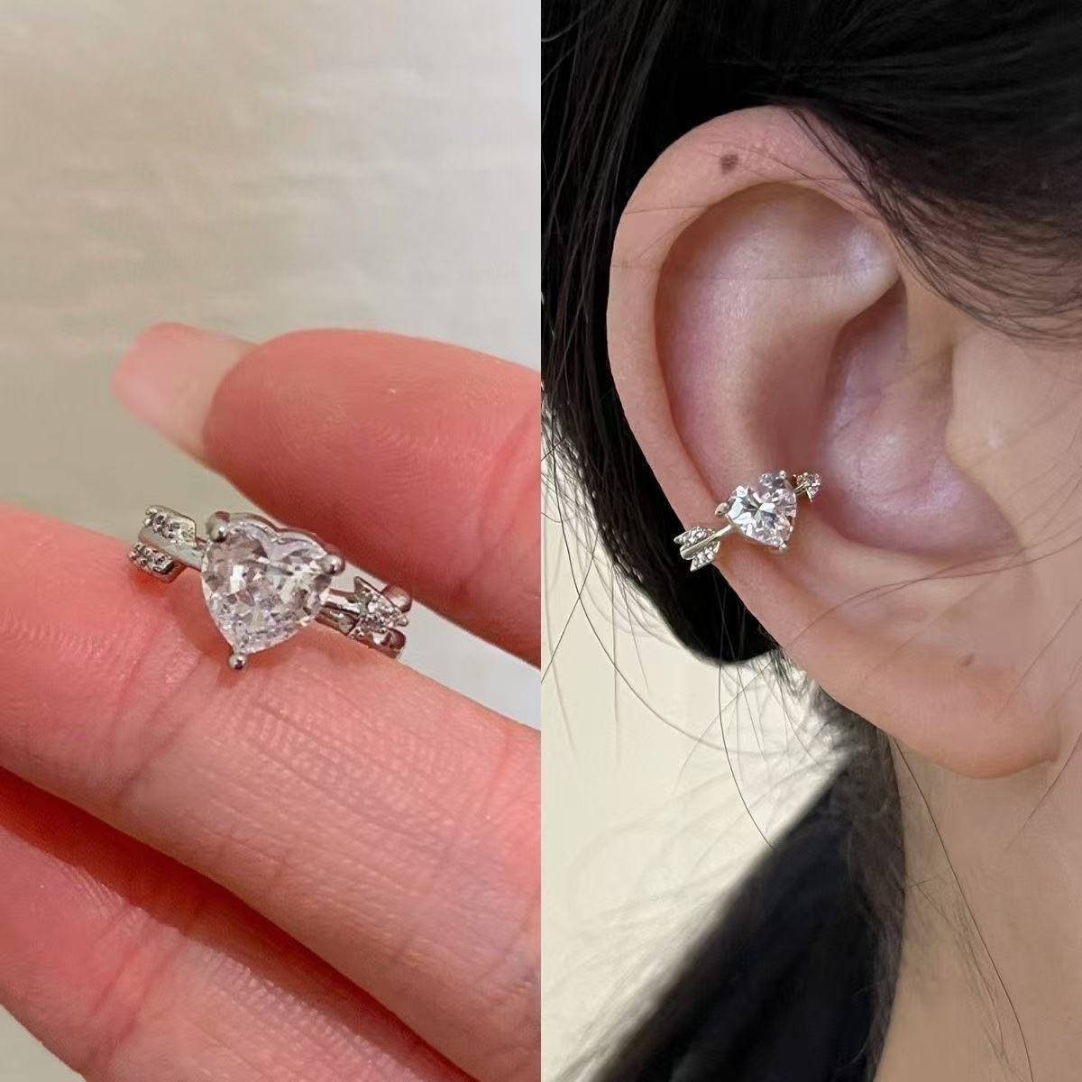Tik Tok Red Red Moda Micro-incrustación de circón Mariposa Cartílago Clip para la oreja Sin perforaciones para la oreja Clip para la oreja Pendientes populares