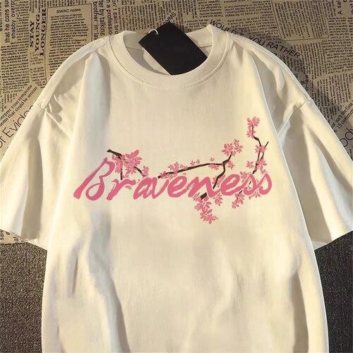 National Trend Print Short-Sleeve T-Shirt for Men and Women Loose Fit Summer Insta Fashion Cool Half-Sleeve Couple's Outfit Versatile Unique Top