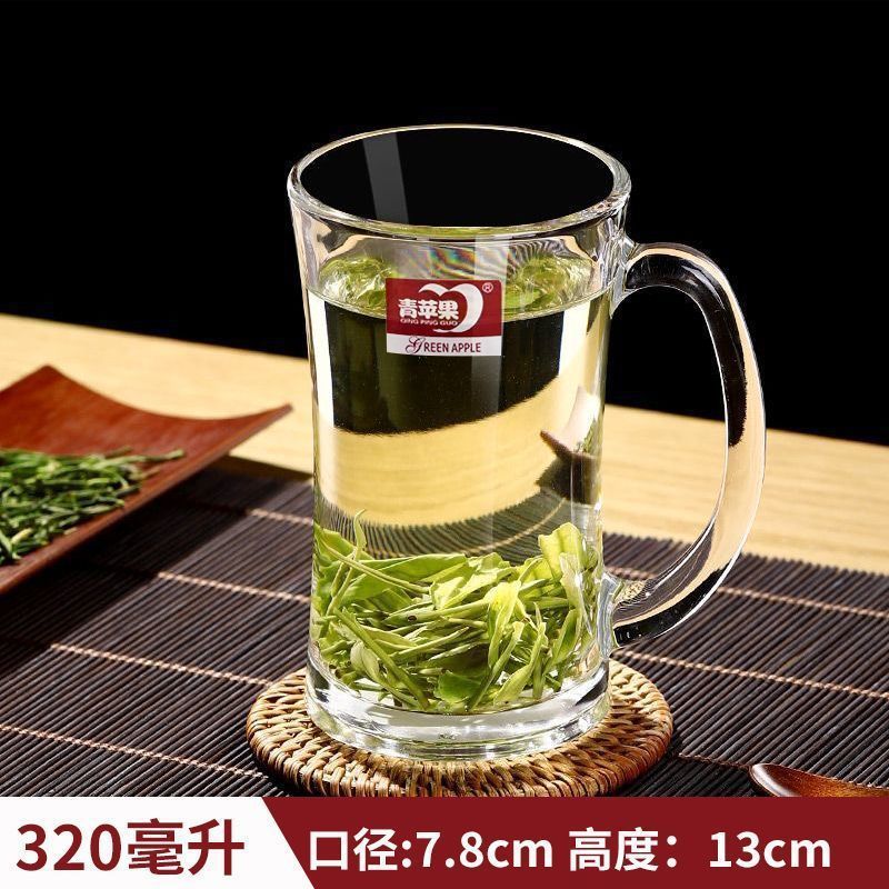 加厚耐高温泡茶杯家用喝水杯玻璃杯带把透明啤酒杯饮料杯客厅水杯|undefined