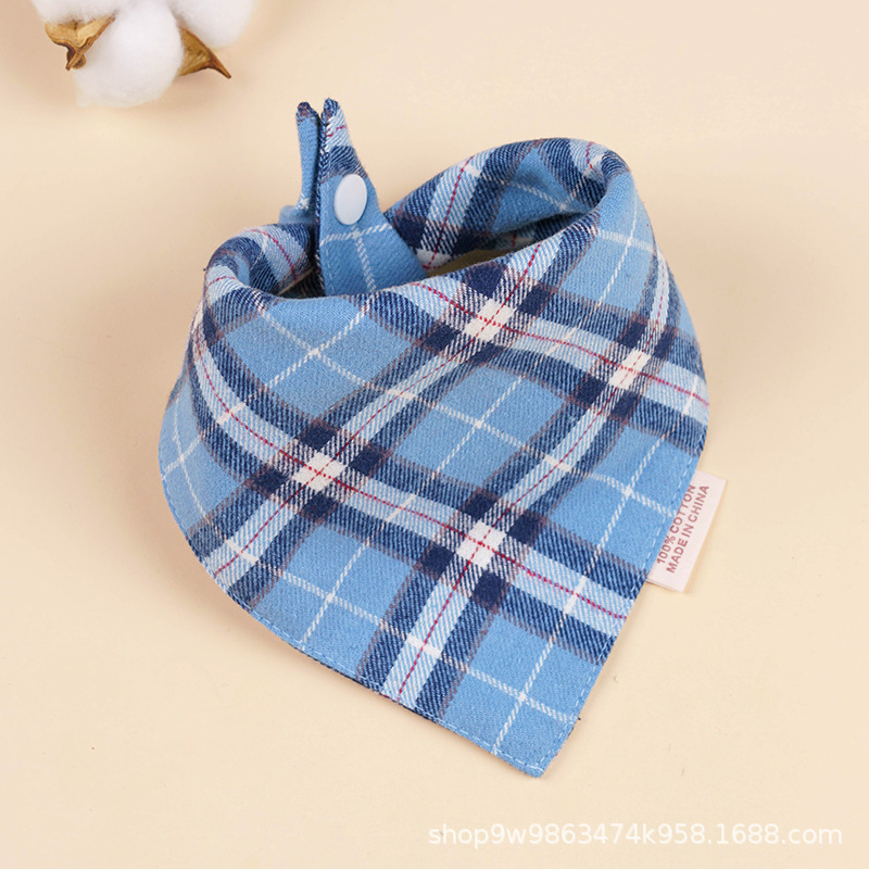 Bebé de algodón bebé babero triángulo BiB Snap de doble capa babero recién nacido niños bufanda a cuadros cuatro estaciones