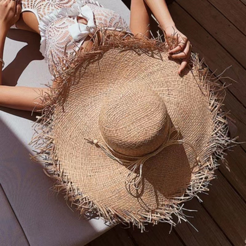 امرأة الأساسي أسلوب بسيط النمط الكلاسيكي عقدة القوس طنف كبيرة قبعة الشمس قبعة من القش display picture 3