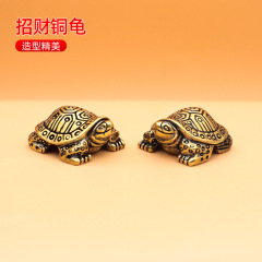 兔年禮物烏龜汽車擺件客廳辦公桌家居黃銅金屬做舊禮品地攤批發