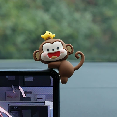 Creative Car Accessories Ornaments Car Center Console Screen Cute Cartoon Animal Dolls Car Decoration Supplies for Women (Car ornaments) - little-monkey-free-traceless-glue