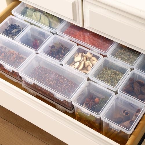 Spice divider storage box, seasoning box, kitchen home use star anise, cinnamon, dried chili, divided lid, airtight storage box