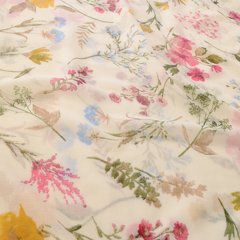 Transfronterizo caliente venta fresca impresa bufanda larga de doble uso chal beige floral algodón y lino de las mujeres sienten la bufanda