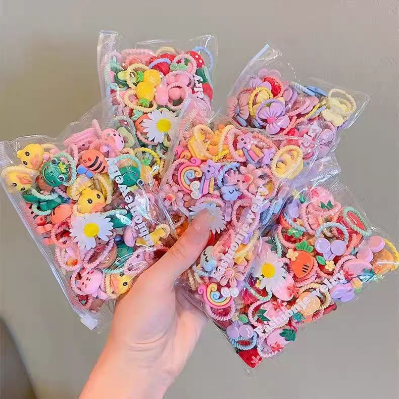 Dibujos animados lindo banda de goma niña no duele lazo del pelo cuerda de pelo banda de pelo Niños Accesorios para el cabello tocado flor pequeña