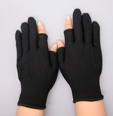 Nylon open-finger plastic half-open finger courier fishing gloves for men and women anti-slip touch screen dispensing labor protection gloves wholesale