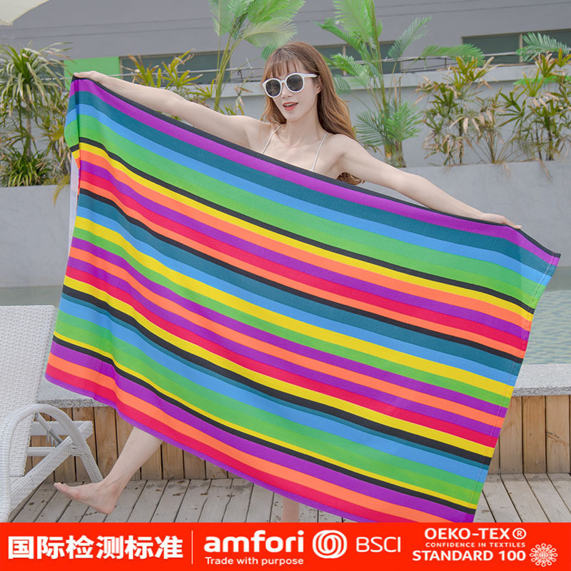 Factory direct large microfiber printing adult beach towel soft absorbent bath towel cross-border wholesale