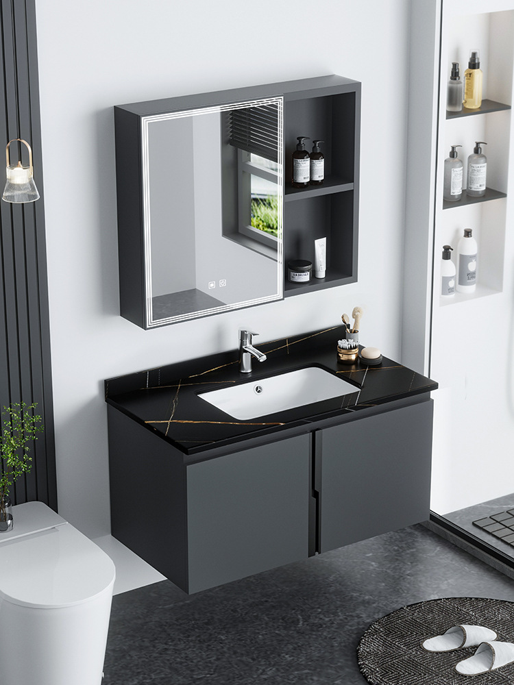 Panal de aleación de aluminio combinación gabinete de baño inodoro lavabo gabinete roca placa de cerámica mesa de lavado integrado