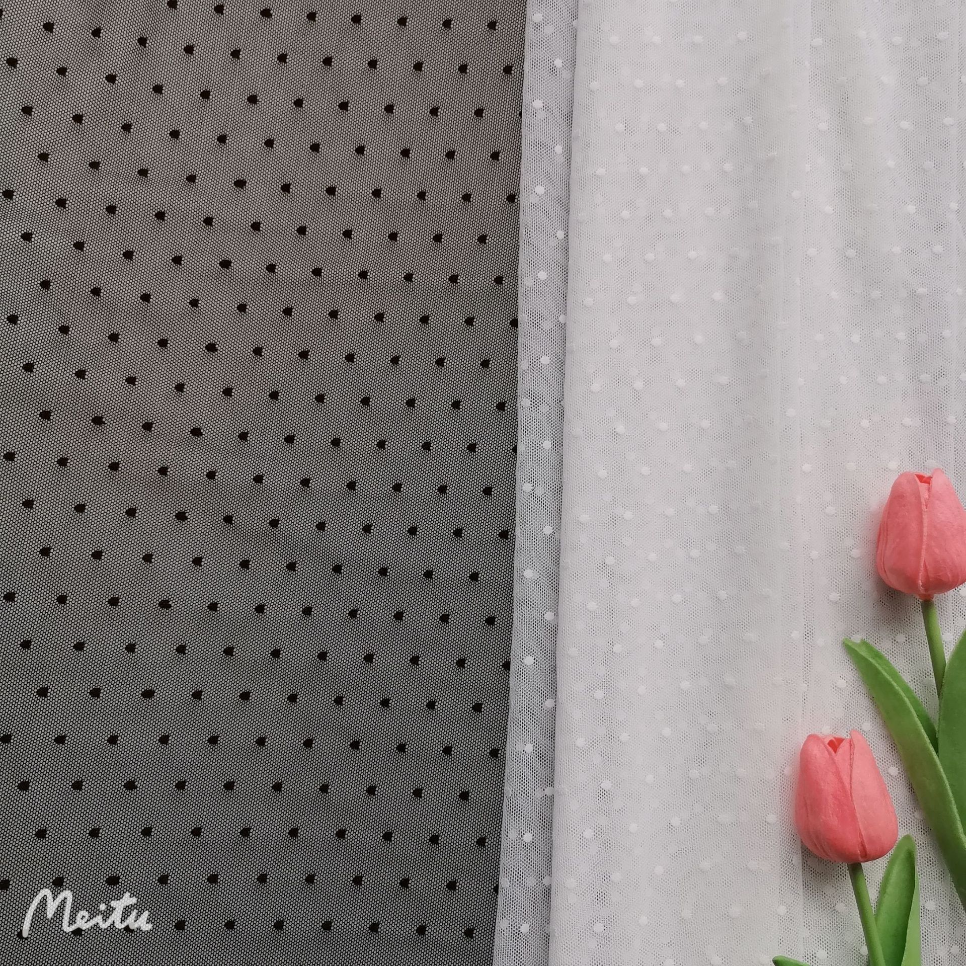 热卖款~品质款锦氨弹力28针特密0.4公分小圆点提花网布 内衣面料