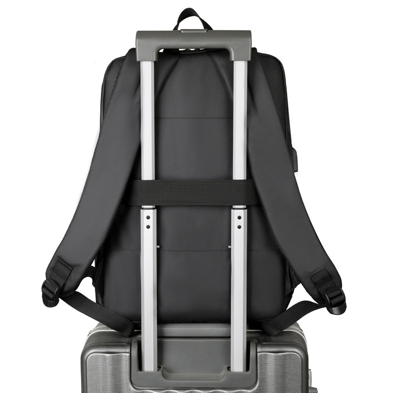 Mochila de negocios de gran capacidad para hombres nueva bolsa de computadora de oficina de color sólido simple interfaz USB mochila de negocios