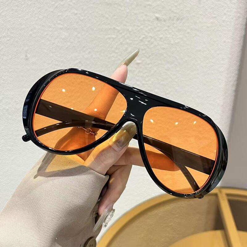 Simple Large-Frame Fashion Sunglasses, Retro Aviator Sunglasses, High-End Street Style Cross-Border Glasses for Men and Women, Light Luxury Style