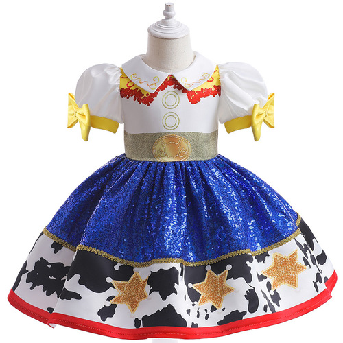 Children's Stage Performance Dress Toy Story Cosplay Wigs Contrast Color Collar Children's Dress