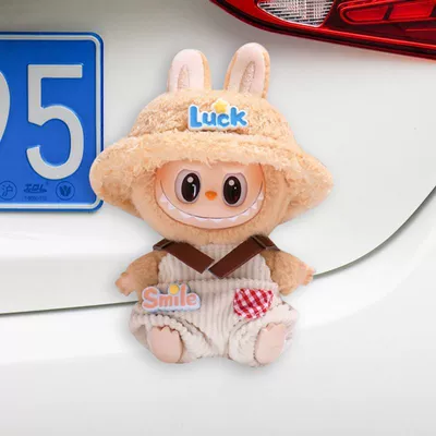 Seat belt shoulder pad, Plush Doll Women's Special Car - off-white-smile-pants-khaki-hat-labubu-tail-hanging-no-specifications