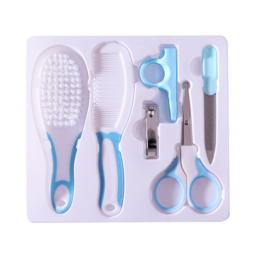 Factory wholesale cross-border hot selling baby care 6-piece brush and brush combination baby nail clipper set