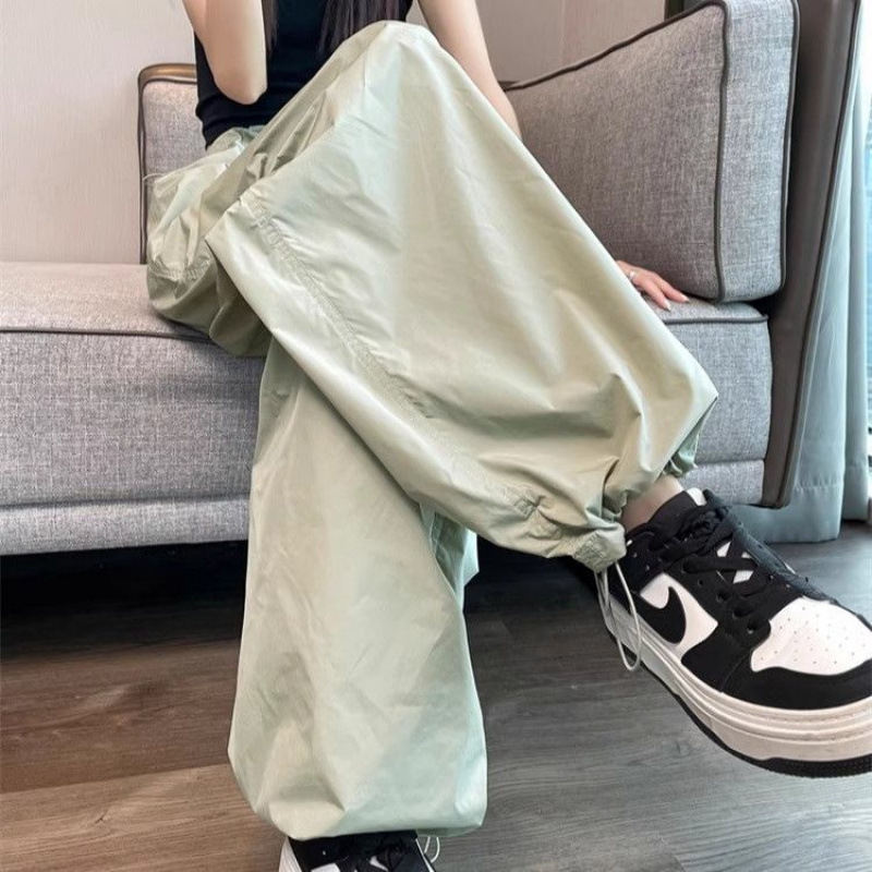 美式速干工装裤女夏低腰抽绳设计感两穿束脚运动裤宽松休闲登山裤|undefined