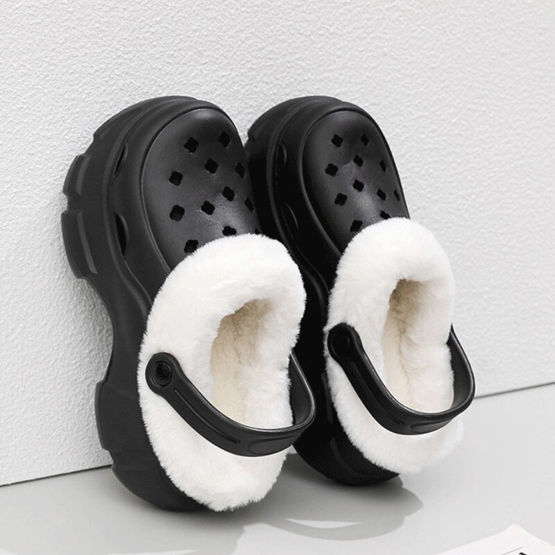 Warm Winter Outer Wear Women's Velvet Clogs European and American Trendyy Thick-soled Baotou Liner Removable Cotton Shoes