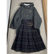 日系学院风高腰格子半身裙女秋冬新款小个子遮胯显瘦A字百褶裙子