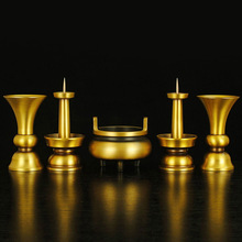 纯铜五供摆件香炉烛台花瓶套装家用佛前供奉爷寺庙佛具用品