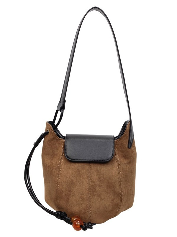 Otoño y invierno bolsos populares de moda mujeres nuevas bolsas de cubo de piel de ciervo transfronterizas de alta calidad retro versátil bolso de hombro