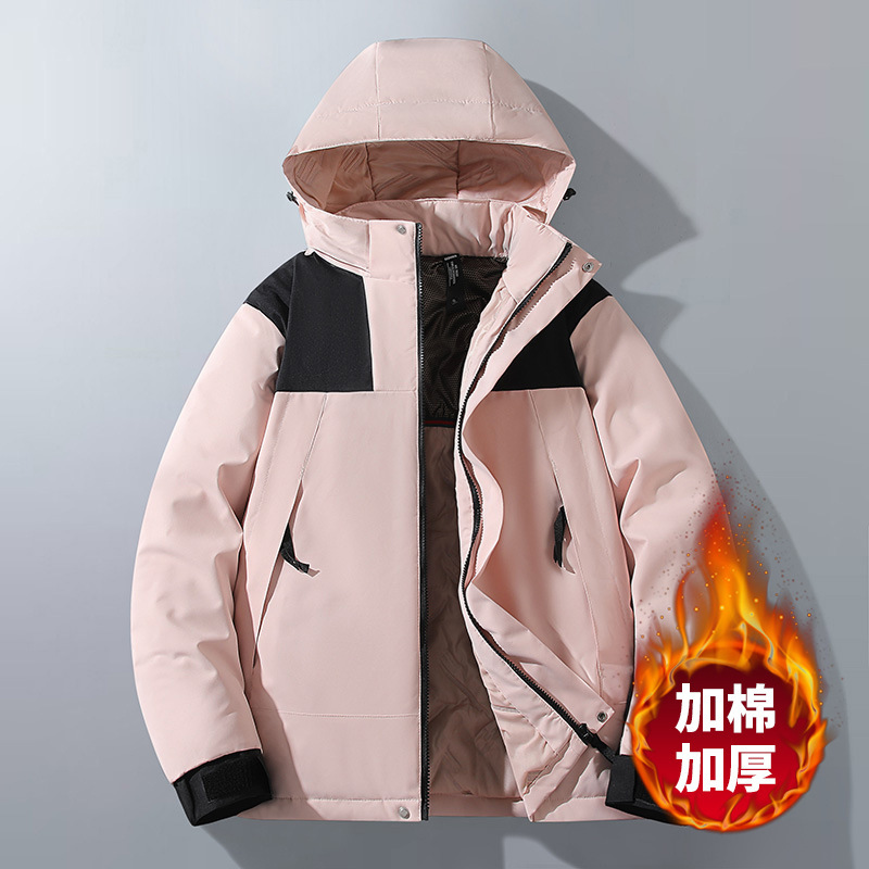 2023 otoño e invierno nuevo al aire libre a prueba de viento impermeable grafeno térmico hombres y mujeres chaqueta forrada de lana más tamaño traje de Montañismo