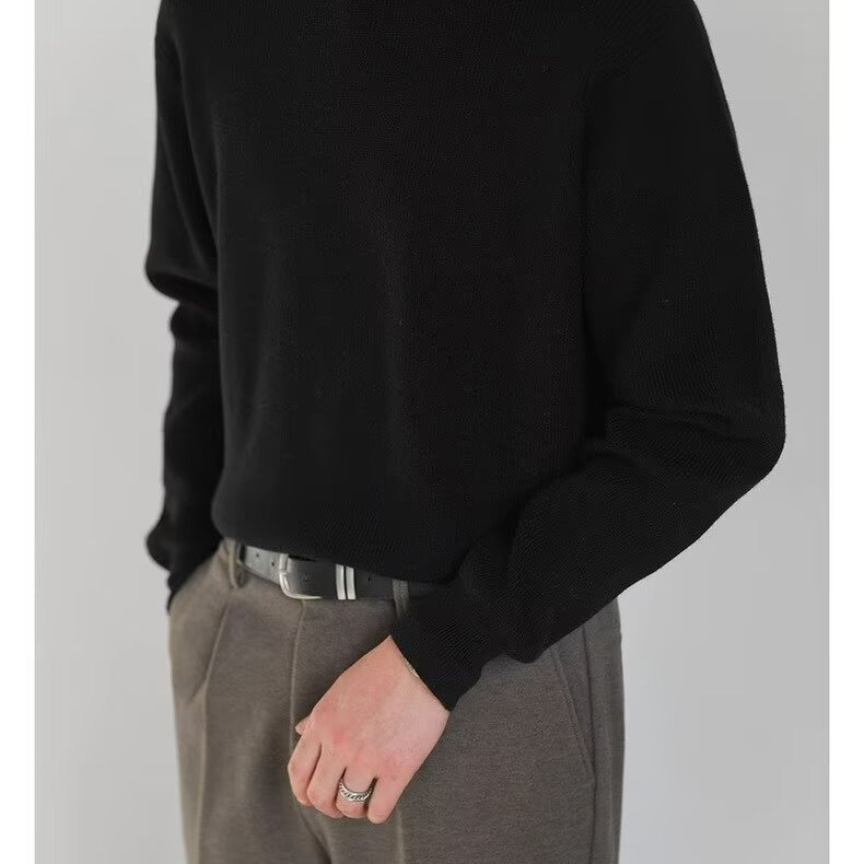 Retro fashionable knitted trend solid color sweater