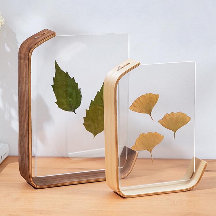 Premium L-Shaped Photo Frame with a High-End Feel, Black Walnut Acrylic Transparent Photo Frame, Minimalist Ins-Style Display Stand 7inch Photo Frame Decoration