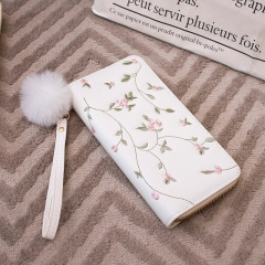 Korean Version New Long Wallet Women's Single Zipper Embroidered Bags Fresh Sweet Multi-functional Fashion Ladies' Coin Purse