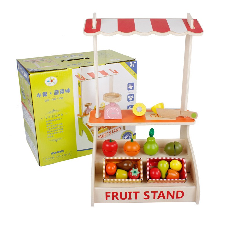Mini cocina para niños play House juguete simulación de madera fruta móvil conveniencia coche niña de 3 años de edad, regalo de cumpleaños