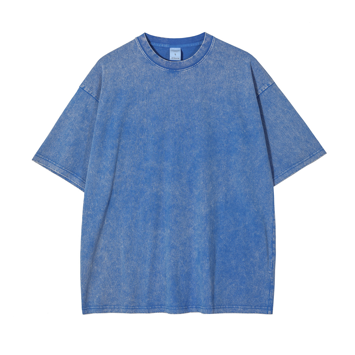 Nueva camiseta de manga corta para hombre, teñida con cera, estilo vintage, de marca americana de moda, retro, oversize, para parejas.
