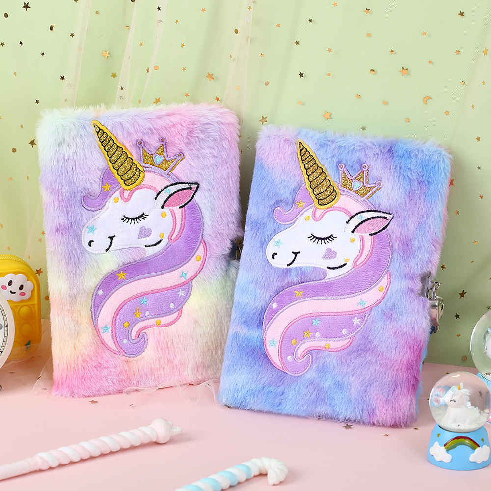 New Cartoon Unicorn Plush Book Suit With Lock display picture 2