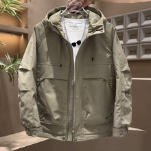 显瘦连帽冲锋衣时尚休闲防风男士夹克新款外套安可拉红工装男士