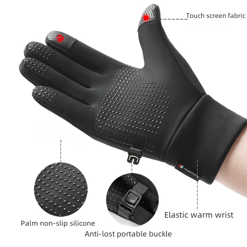 Warm gloves men's winter riding touch screen waterproof velvet outdoor sports mountaineering running gloves women's non-slip cross-border_maomaolike.com