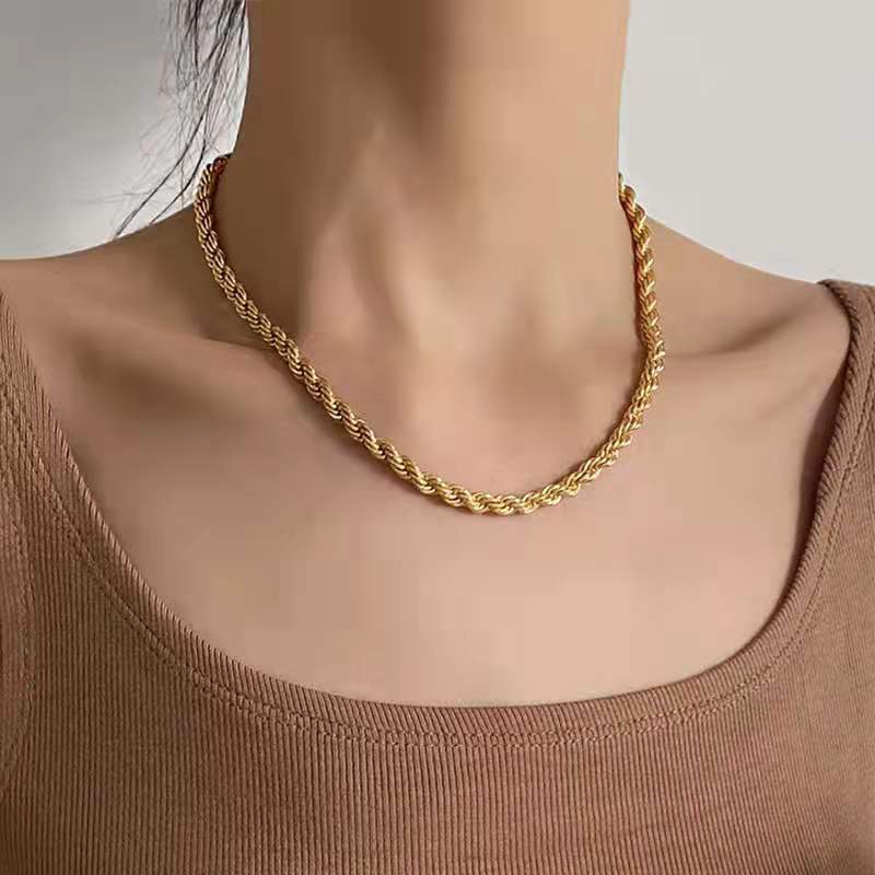 Fashion Solid Color Titanium Steel Chain Necklace 1 Piece display picture 3