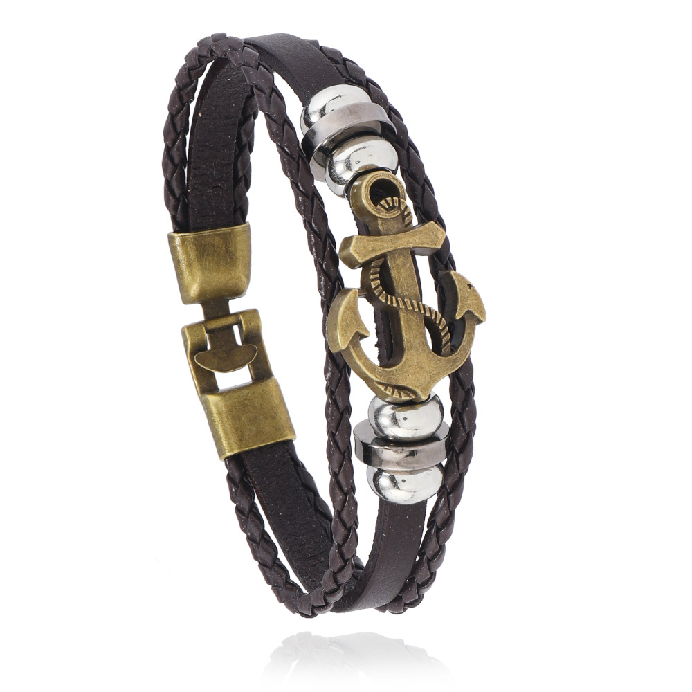 20g Weight Bracelets Classification Alloy Chain Material 1 Piece Quantity Street Occasion Alloy, Leather Material Geometric Pattern Men's Gender Retro Style Retro Geometric Alloy Leather Men's Bracelets Men Cord & Leather Bracelets 6
