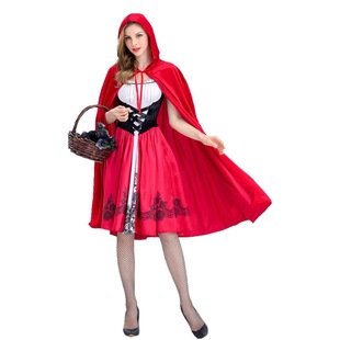 S-3XL Plus Size European and American Halloween Cape Little Red Riding Hood Costume cosplay Role Playing Game Uniform