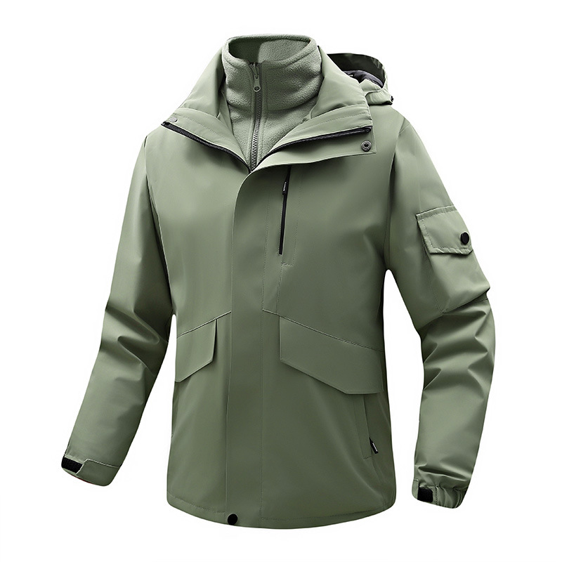 Jacketa de asalto al aire libre 3 - en - 1 desmontable para hombres y mujeres con un conjunto de dos piezas de terciopelo de invierno impermeable a prueba de viento abrigo de montaña
