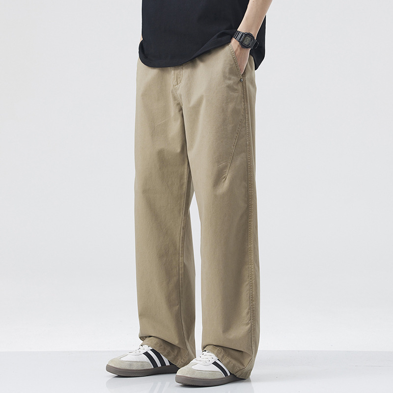 Danbaoni | 2026 Summer New Style Pure Cotton Heavyweight Versatile Loose Wide-Leg Men's Trendy Retro Straight Casual Pants