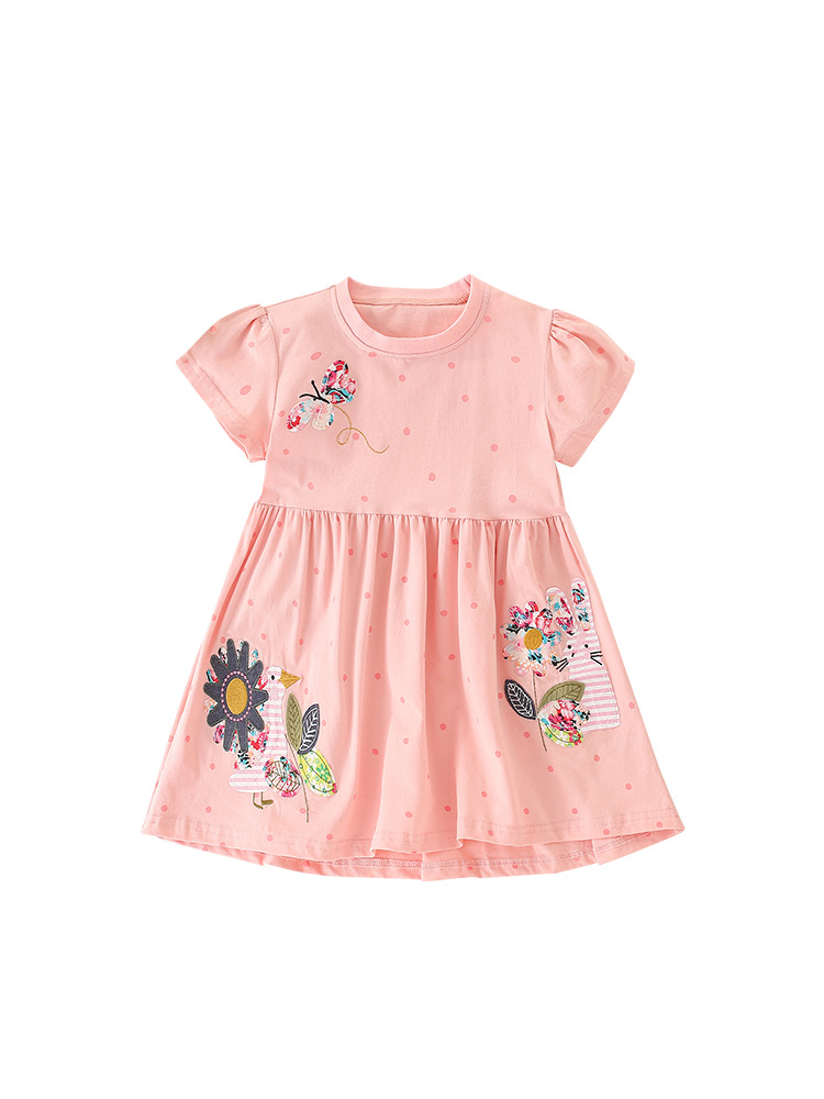 Malwee niñas vestido de verano nuevos niños de manga corta estilo europeo y americano cuello redondo vestido de princesa para niños