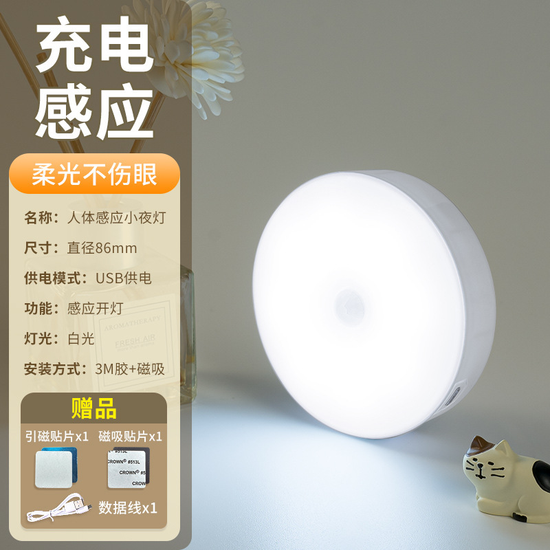 Luz de sensor de cuerpo humano inteligente LED transfronteriza, gabinete de vino, luz ambiental, luz nocturna recargable, armario, tira de luz, tira de luz